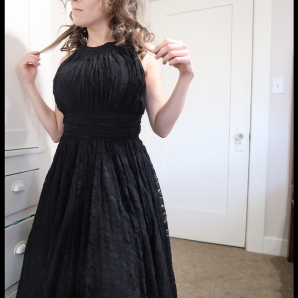 Unique Vintage Little Black Lace Dress - Picture 2 of 8